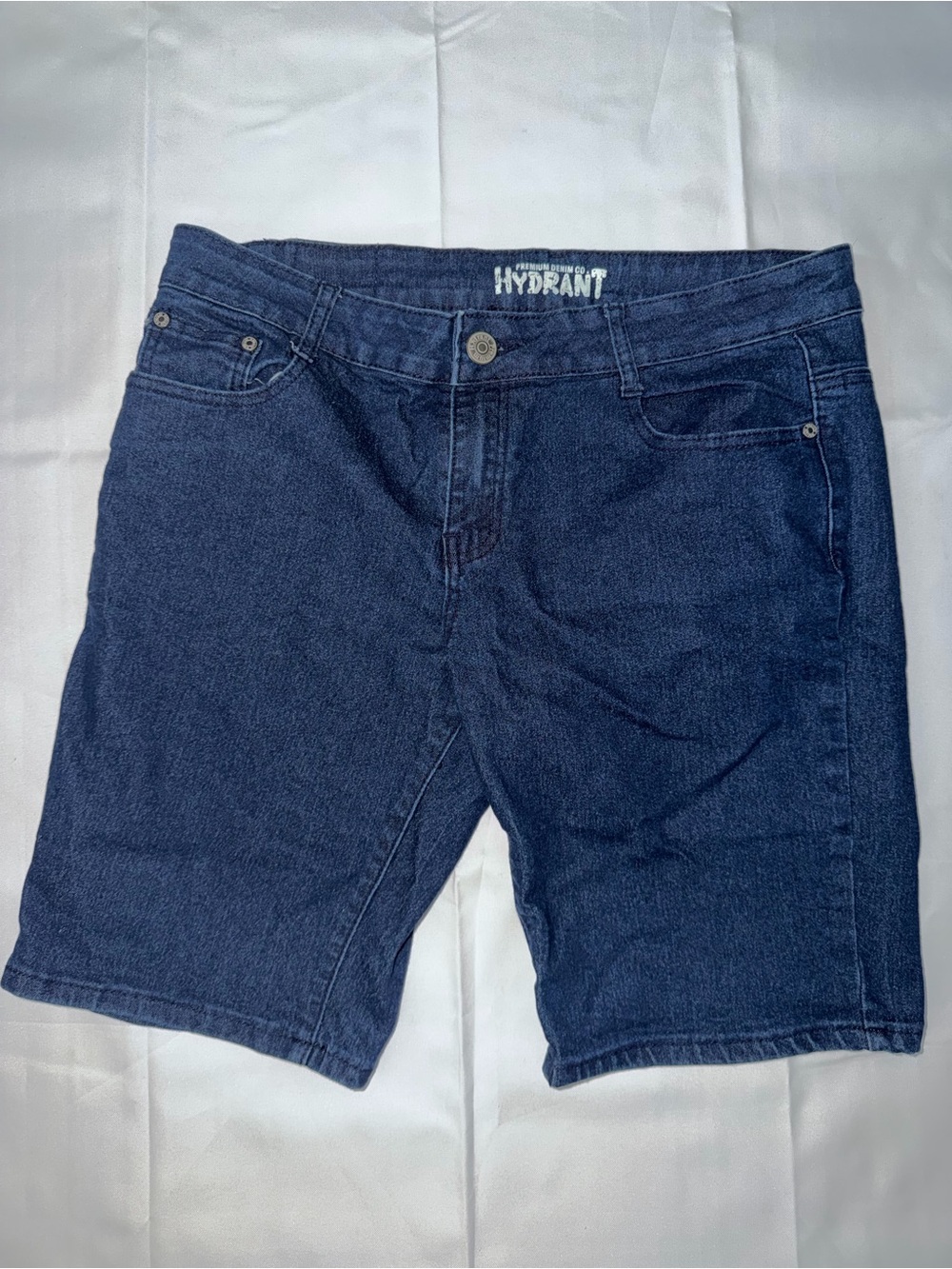 Hydrani Dark Blue Denim Jean Shorts - Mid Rise Casual Fit